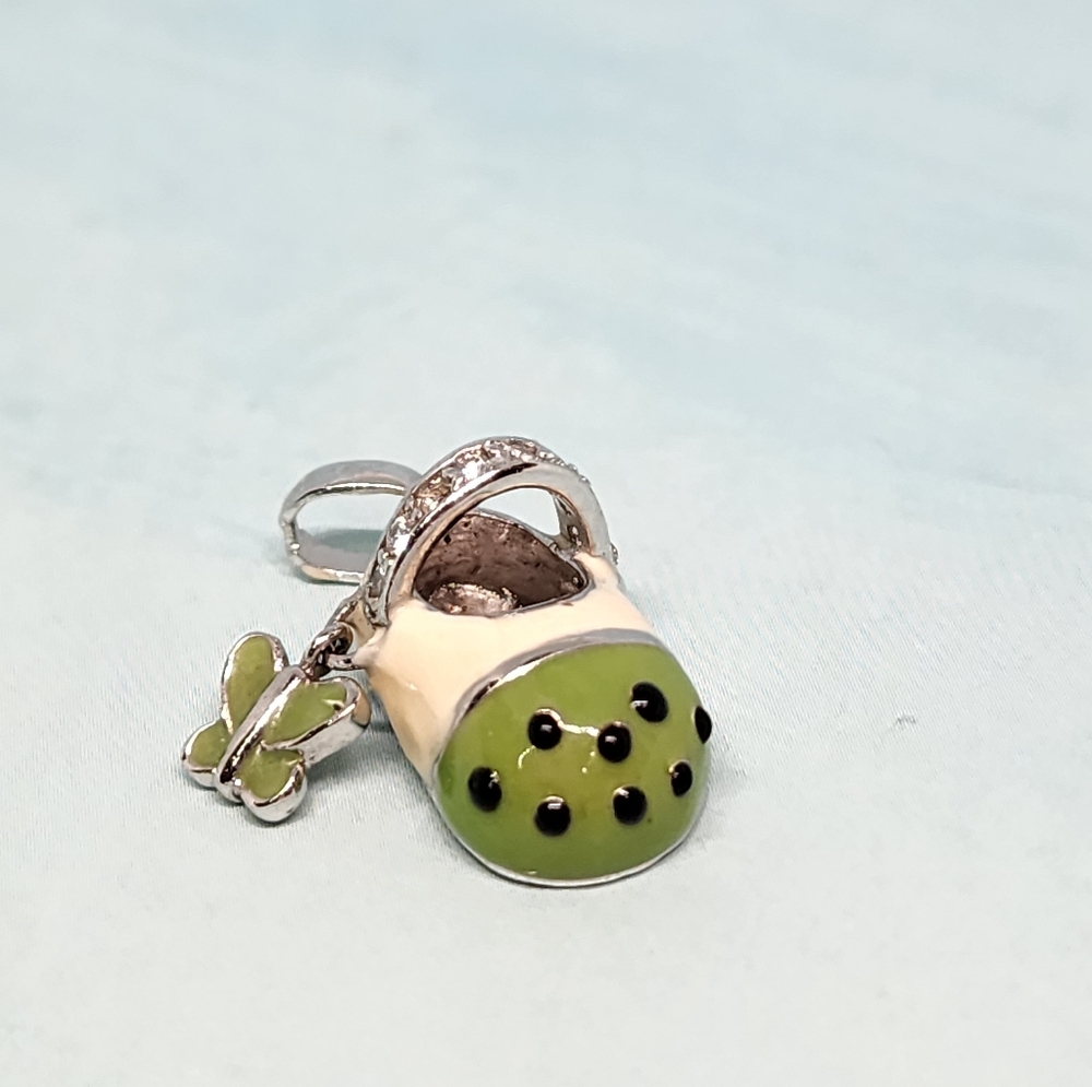 Sterling, Enamel, and Rhinestone Shoe Charm